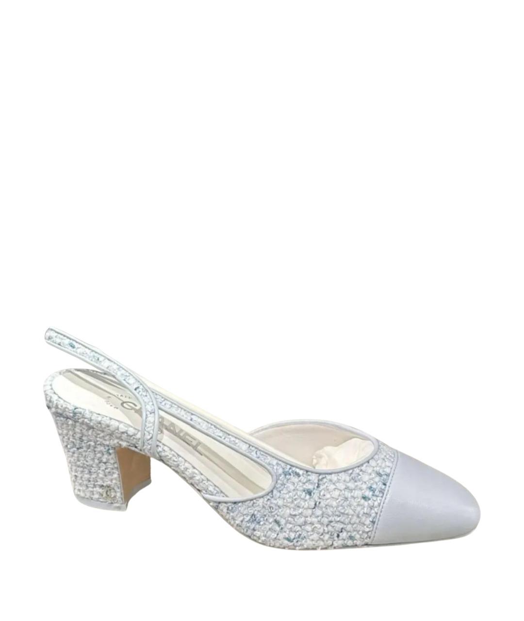 CHANEL Голубые текстильные туфли, фото 1