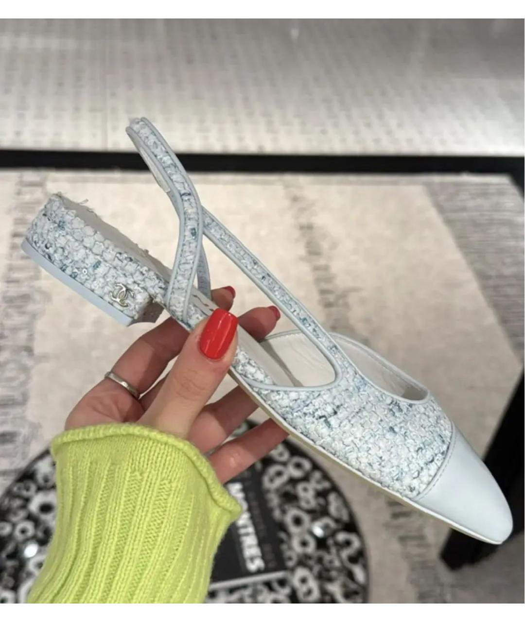 CHANEL Голубые текстильные туфли, фото 2