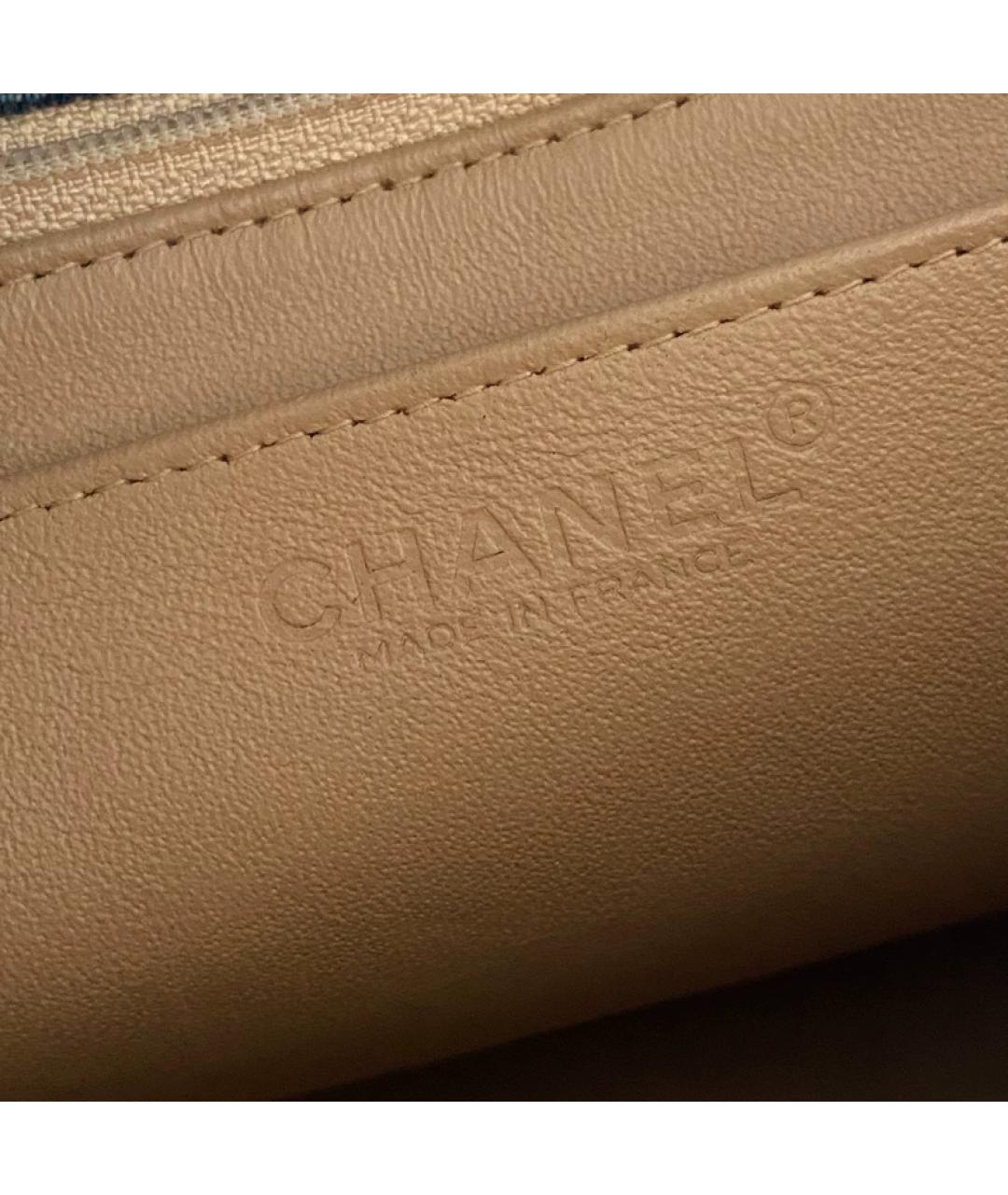 CHANEL Синяя деним сумка с короткими ручками, фото 4