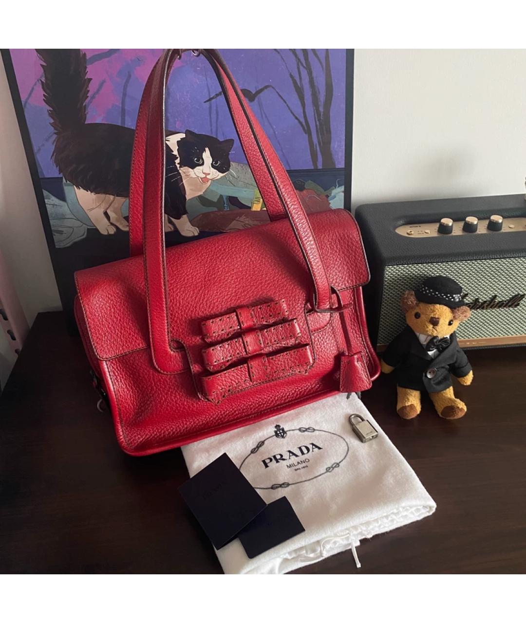 PRADA Красная кожаная сумка через плечо, фото 2