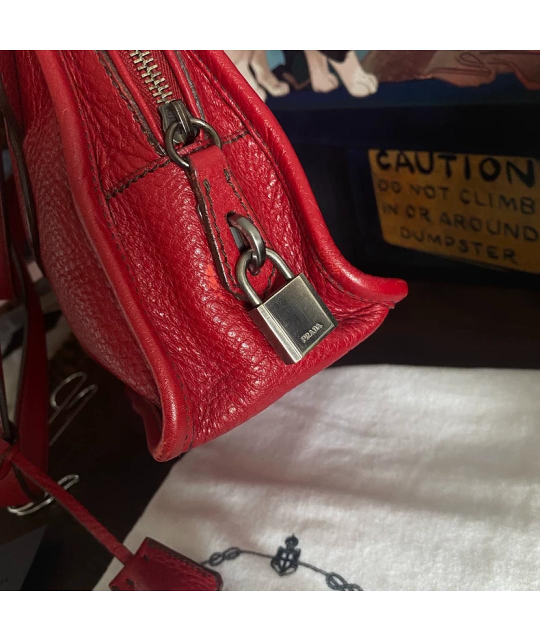 PRADA Красная кожаная сумка через плечо, фото 3