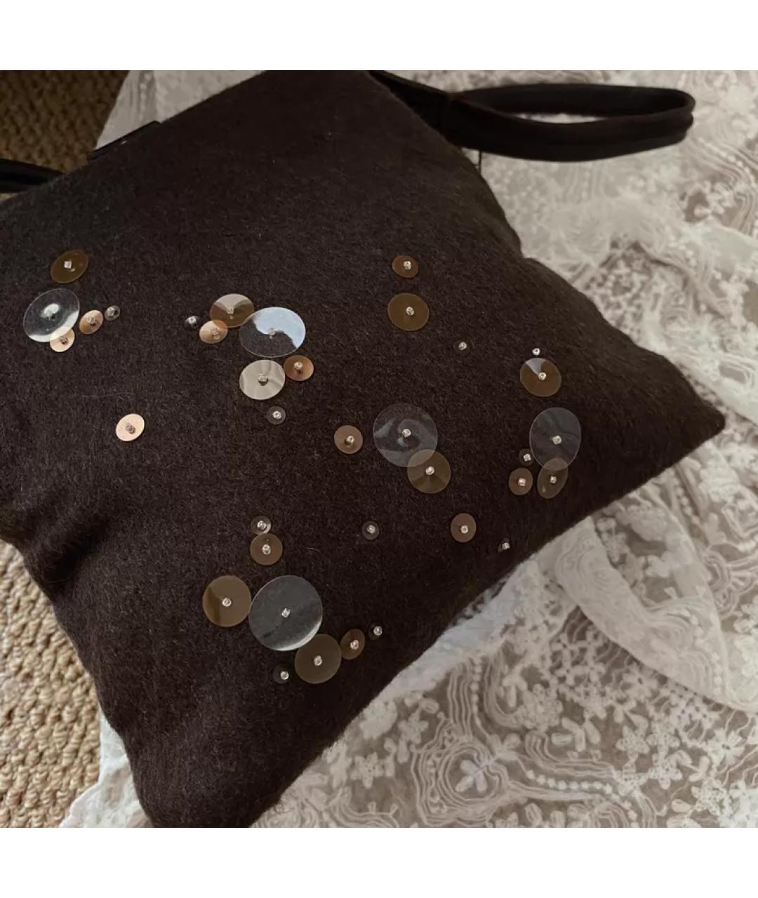 BOTTEGA VENETA Коричневая шерстяная сумка через плечо, фото 2