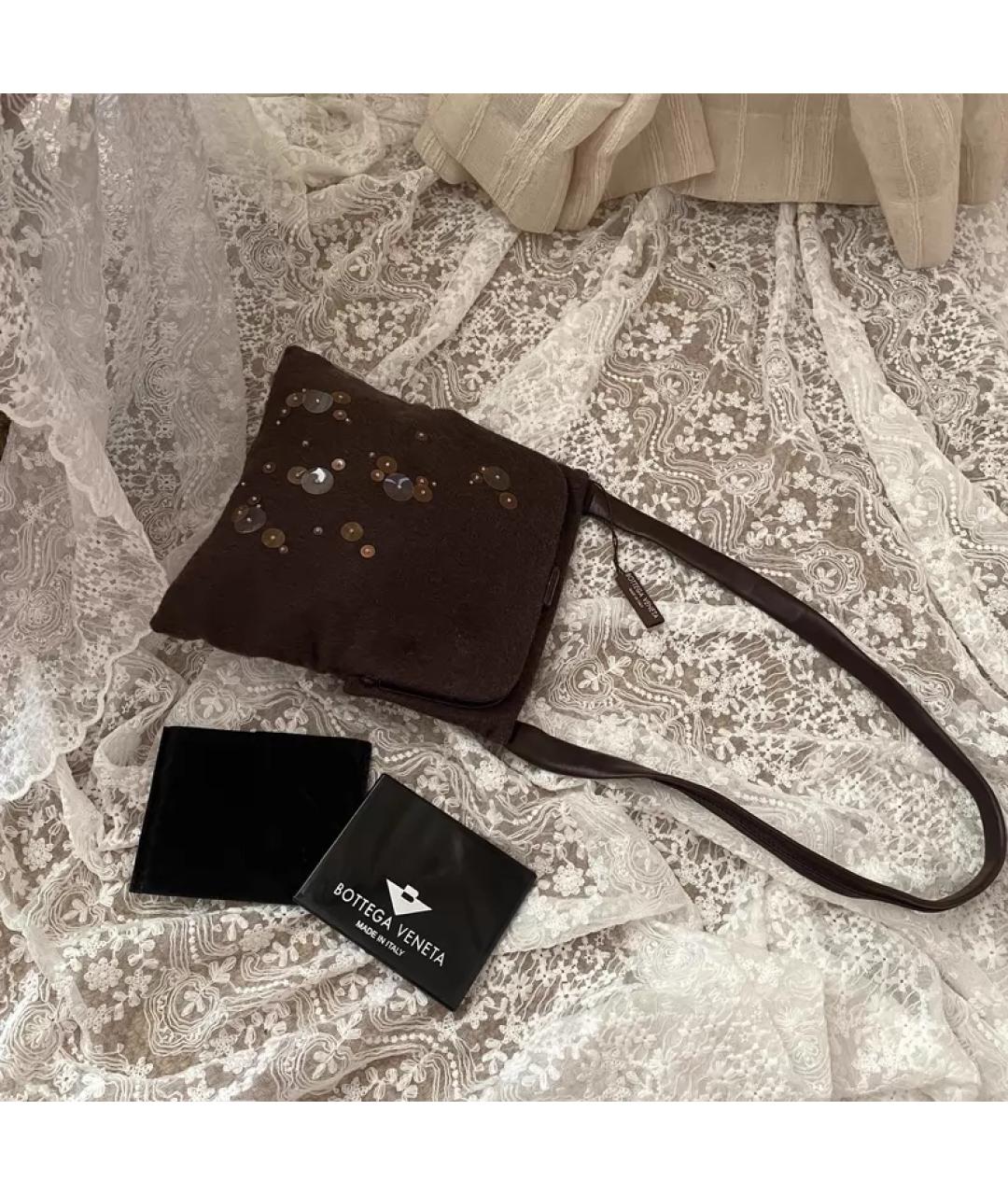 BOTTEGA VENETA Коричневая шерстяная сумка через плечо, фото 8