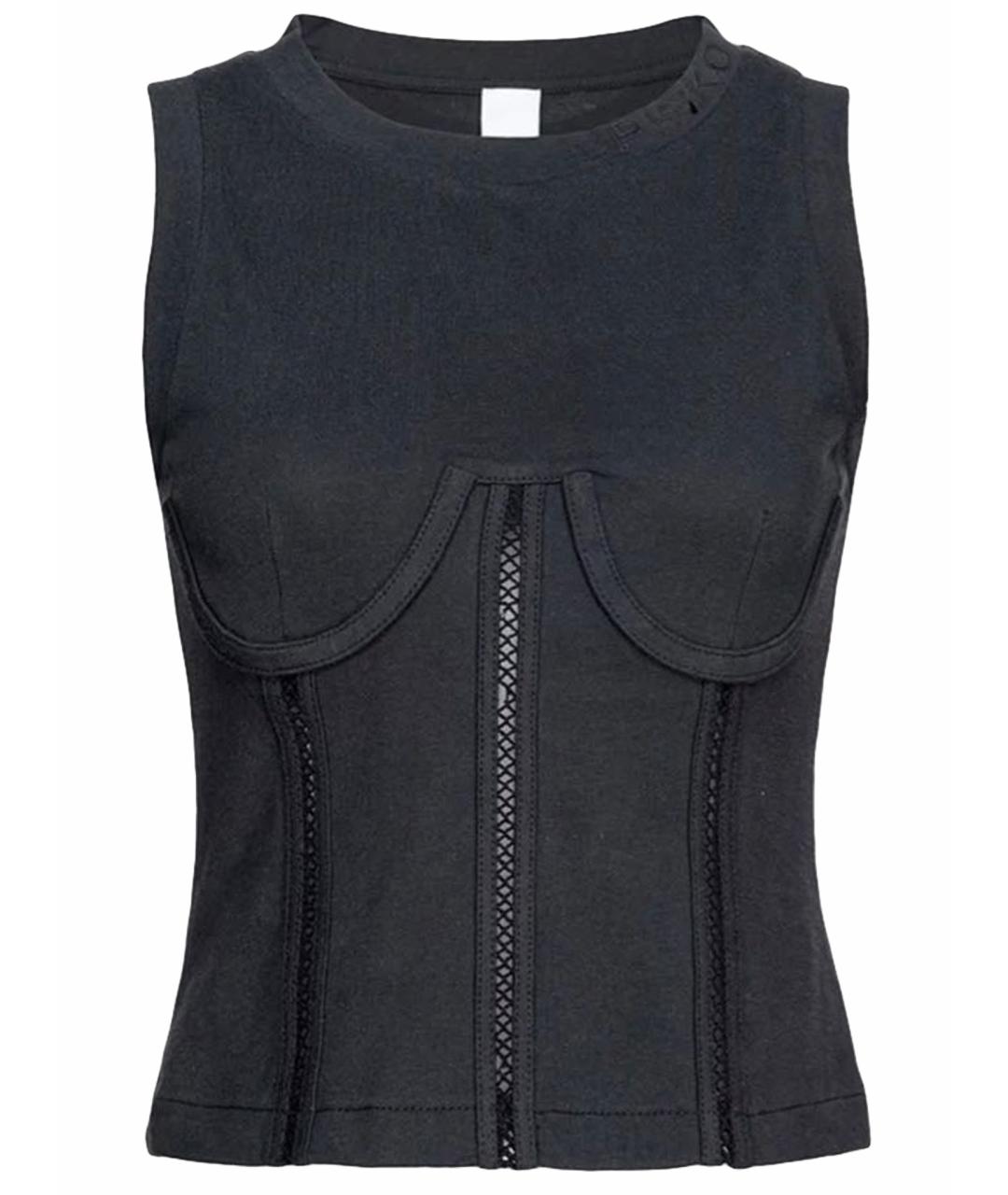 PINKO Черная хлопко-эластановая майка, фото 1