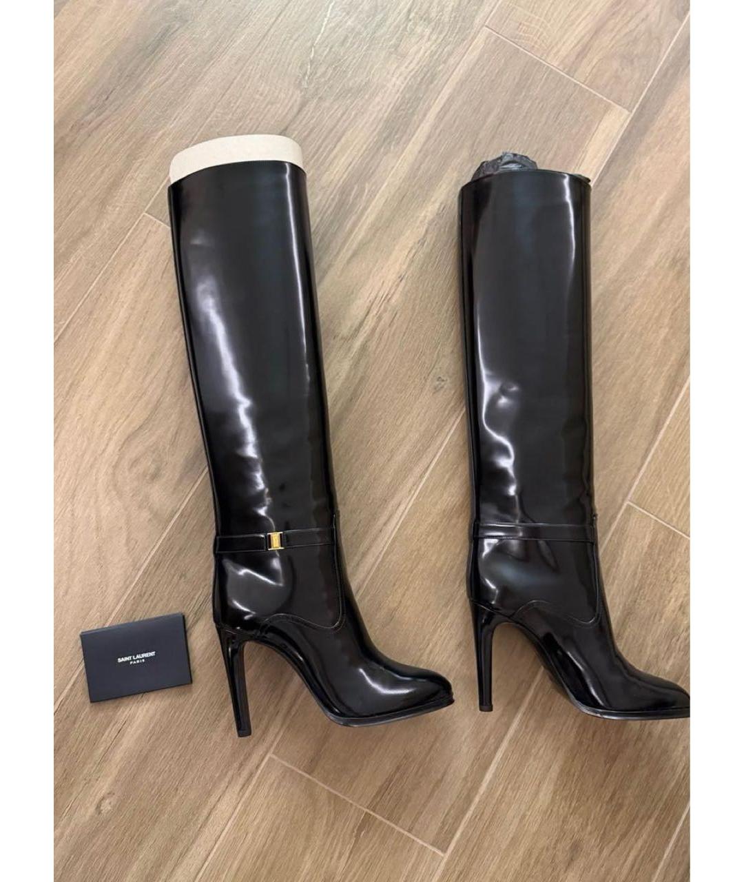 SAINT LAURENT Черные сапоги из лакированной кожи, фото 4
