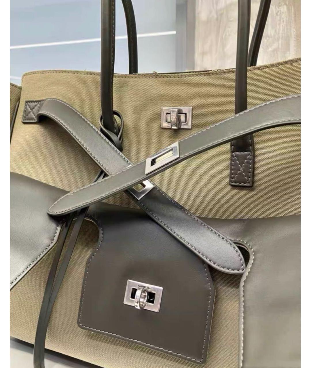 BALENCIAGA Хаки тканевая сумка через плечо, фото 7