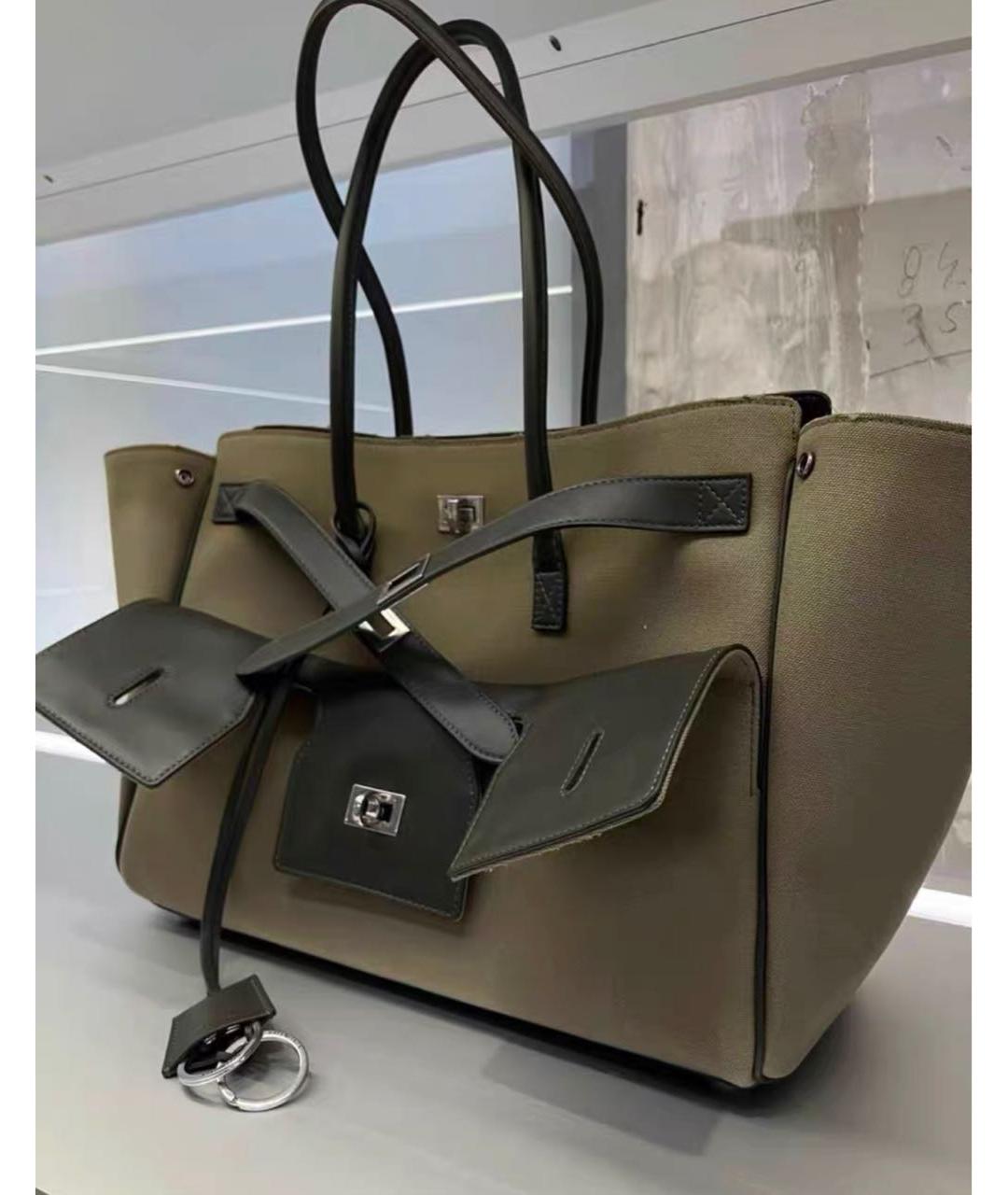 BALENCIAGA Хаки тканевая сумка через плечо, фото 6