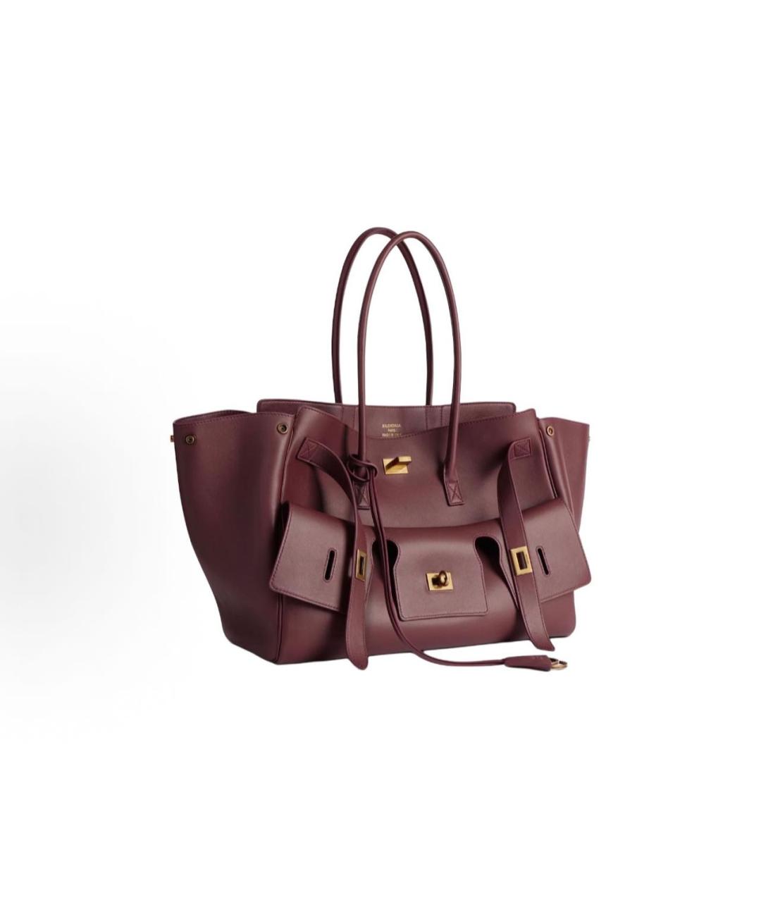 BALENCIAGA Бордовая кожаная сумка через плечо, фото 2