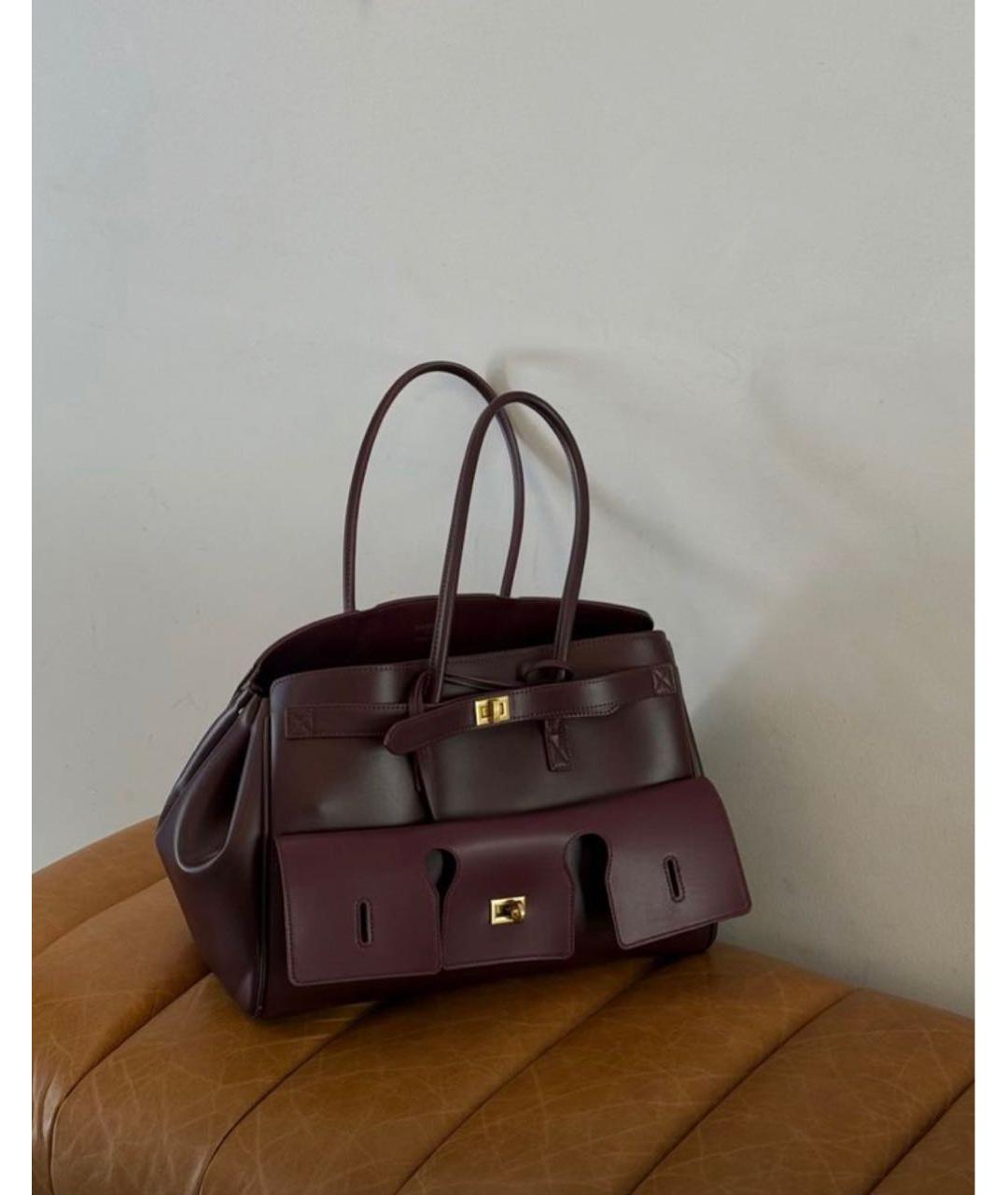 BALENCIAGA Бордовая кожаная сумка через плечо, фото 6