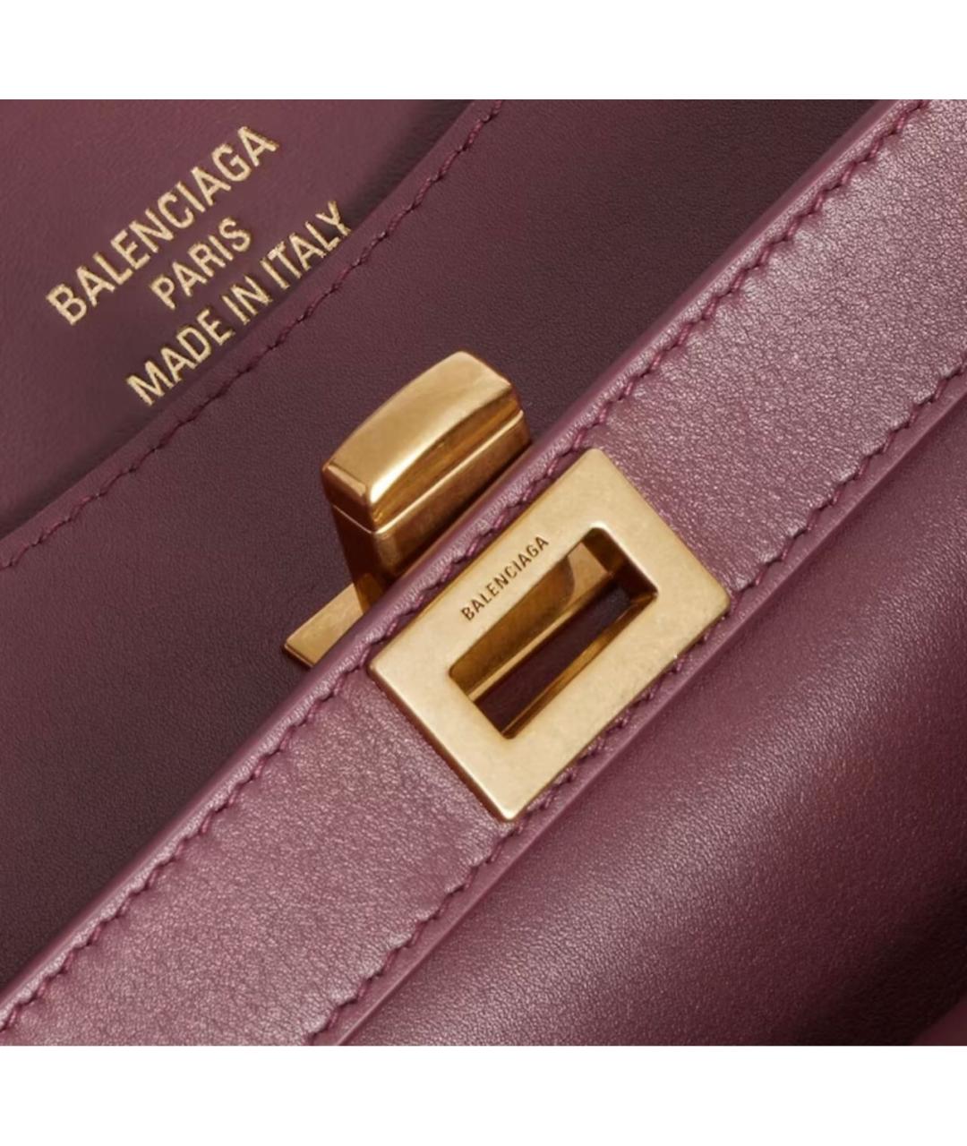 BALENCIAGA Бордовая кожаная сумка через плечо, фото 5