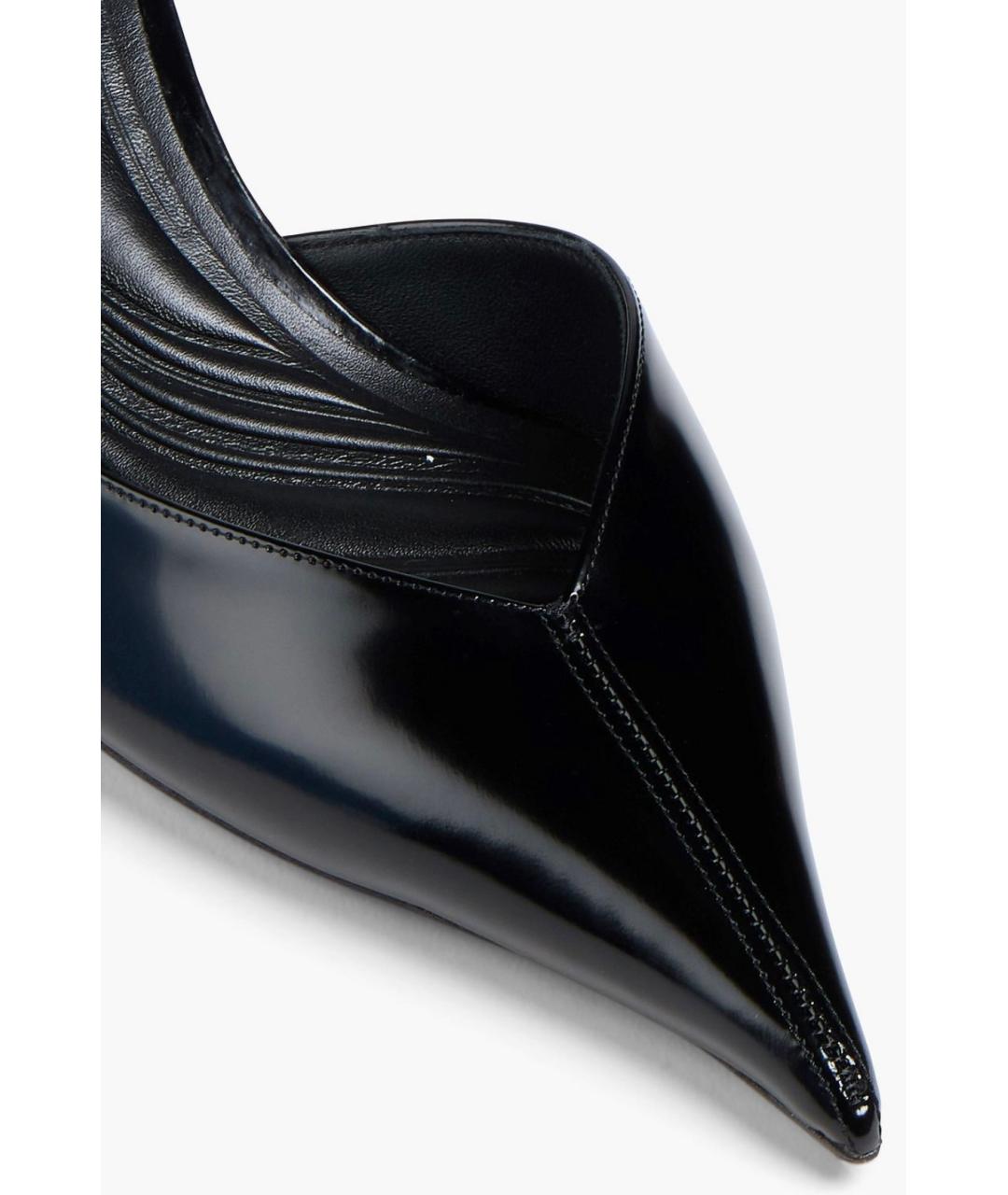 MUGLER Черные кожаные лодочки на низком каблуке, фото 4