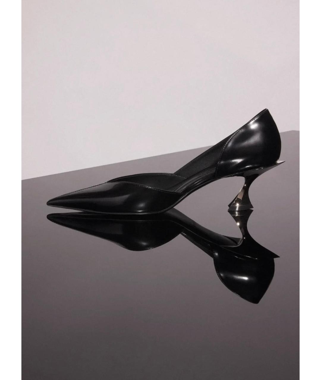 MUGLER Черные кожаные лодочки на низком каблуке, фото 6