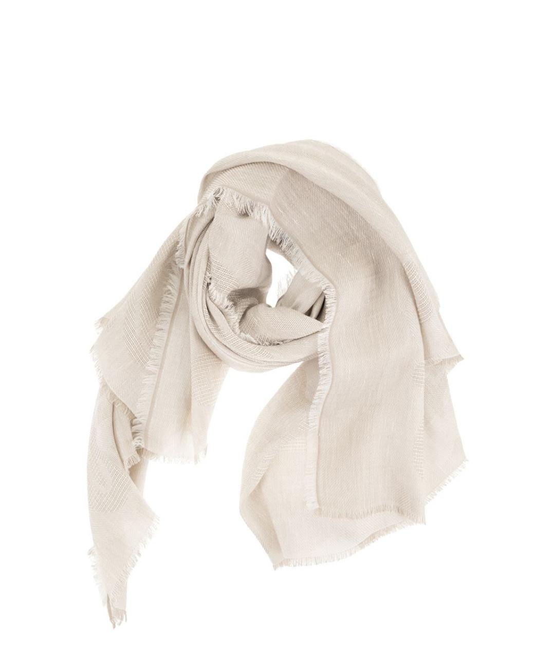 MAX MARA Белый льняной шарф, фото 1