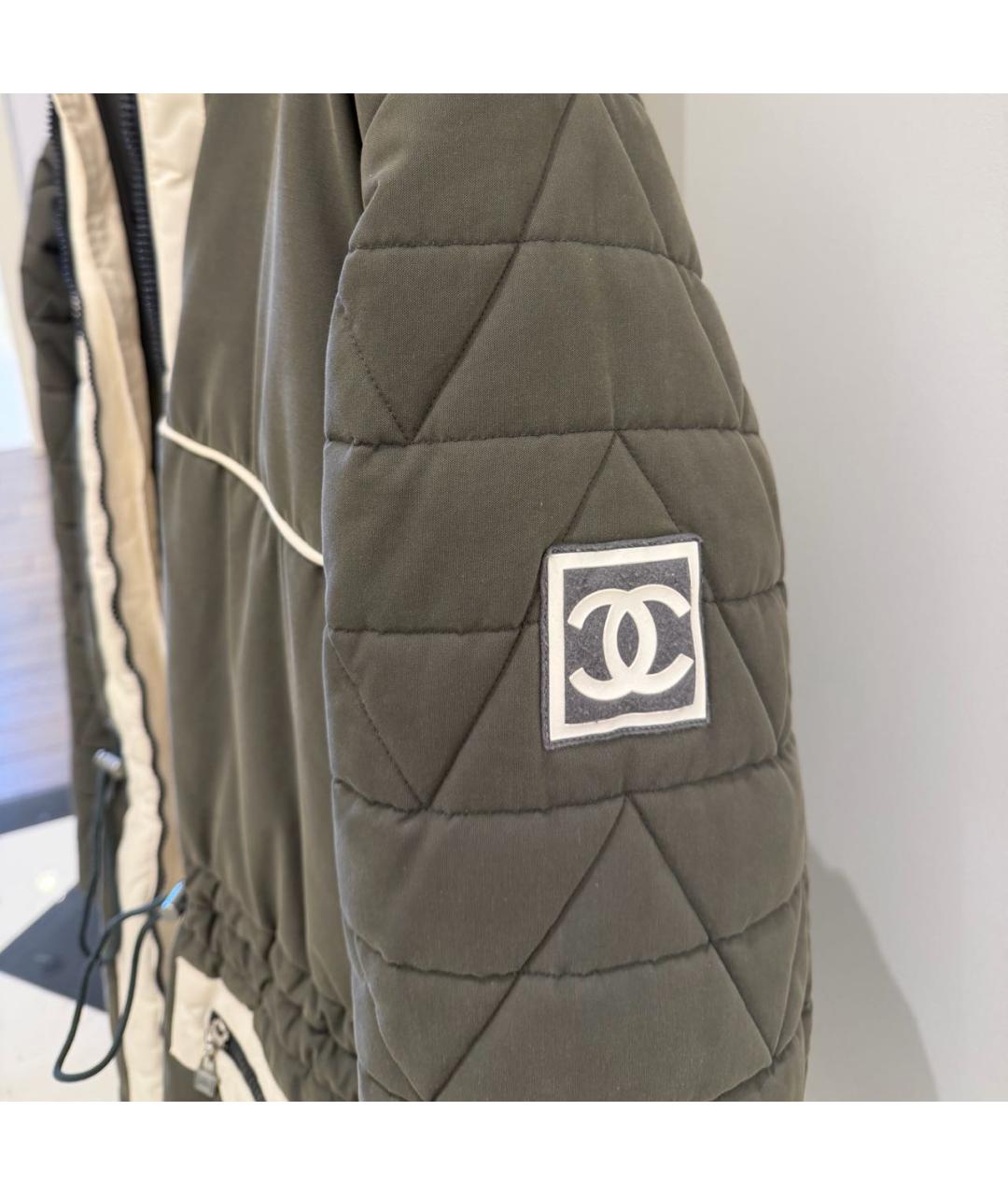 CHANEL Хаки хлопковый пуховик, фото 3