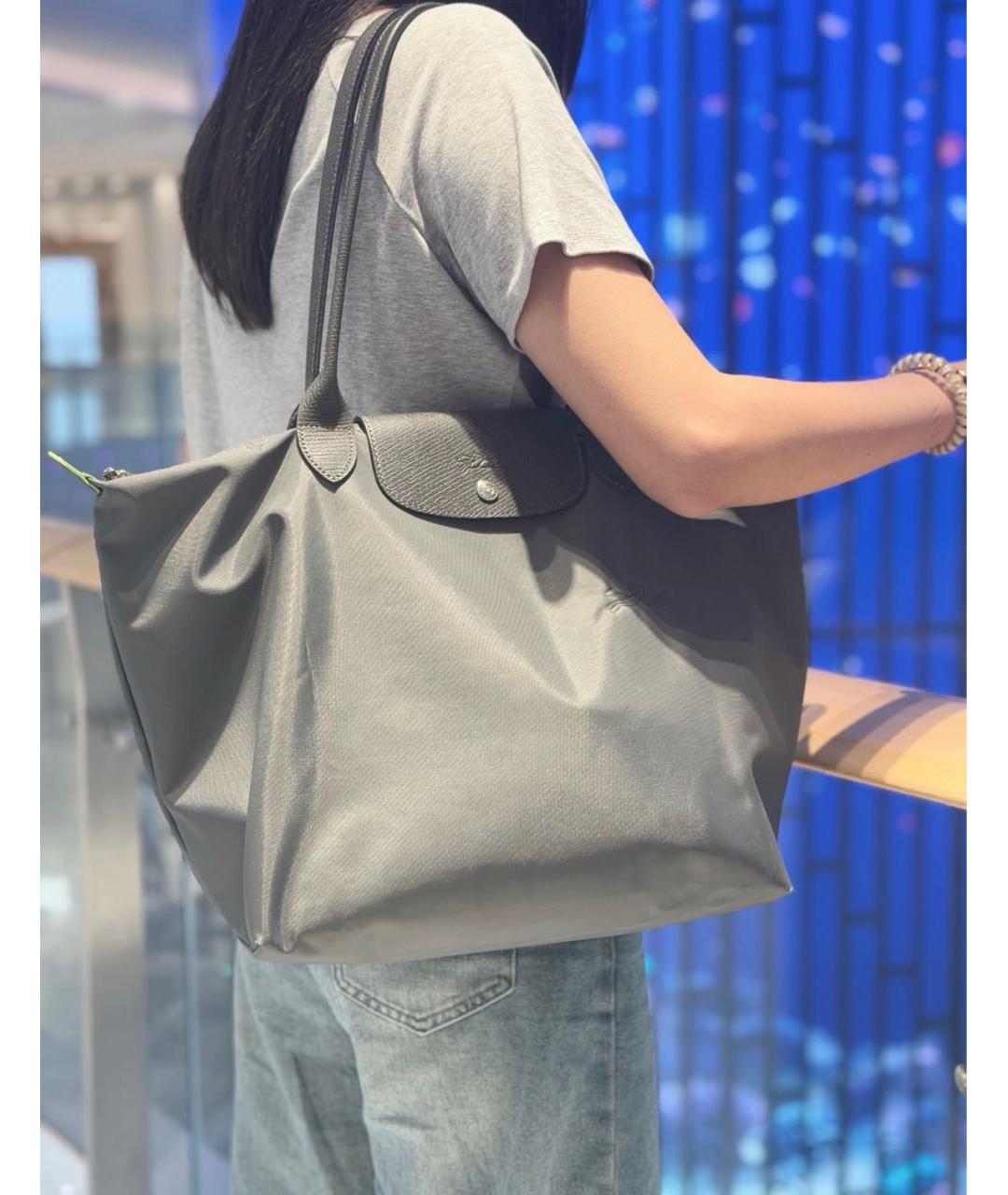 LONGCHAMP Серая тканевая сумка тоут, фото 4