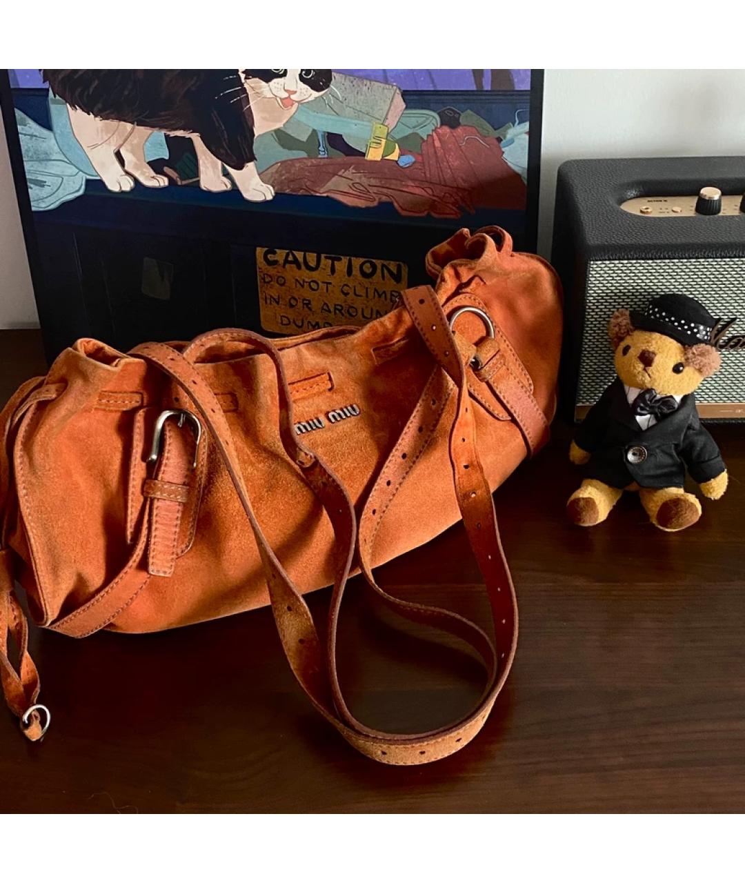 MIU MIU Коричневая замшевая сумка через плечо, фото 4