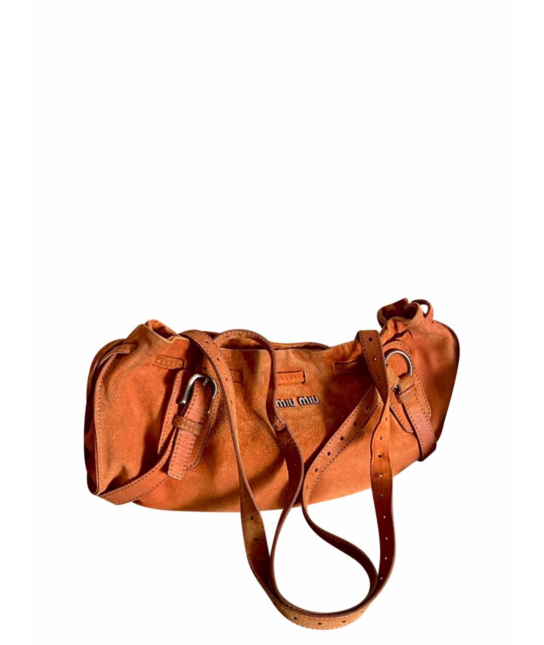 MIU MIU Коричневая замшевая сумка через плечо, фото 1