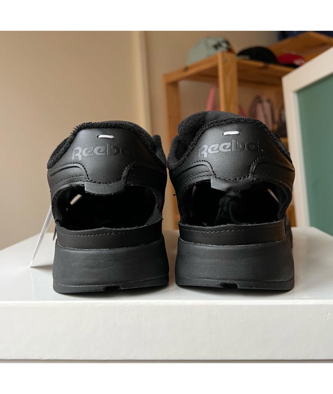 MAISON MARGIELA Черные кожаные кроссовки, фото 4