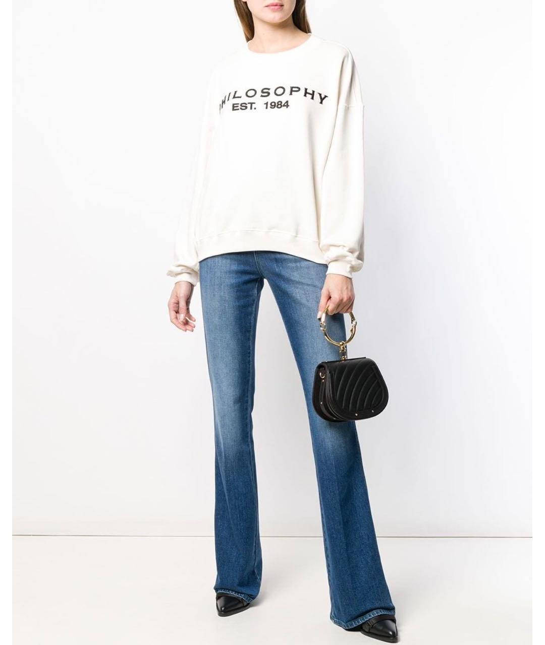 PHILOSOPHY DI LORENZO SERAFINI Синие хлопко-эластановые джинсы клеш, фото 2