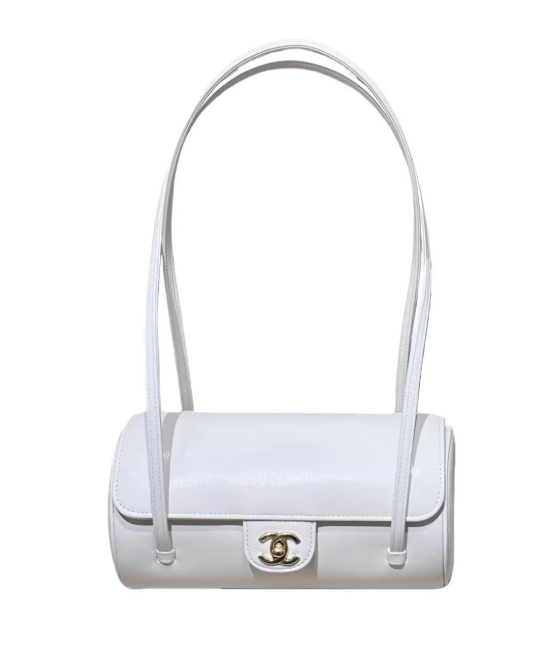 CHANEL Белая кожаная сумка с короткими ручками, фото 2