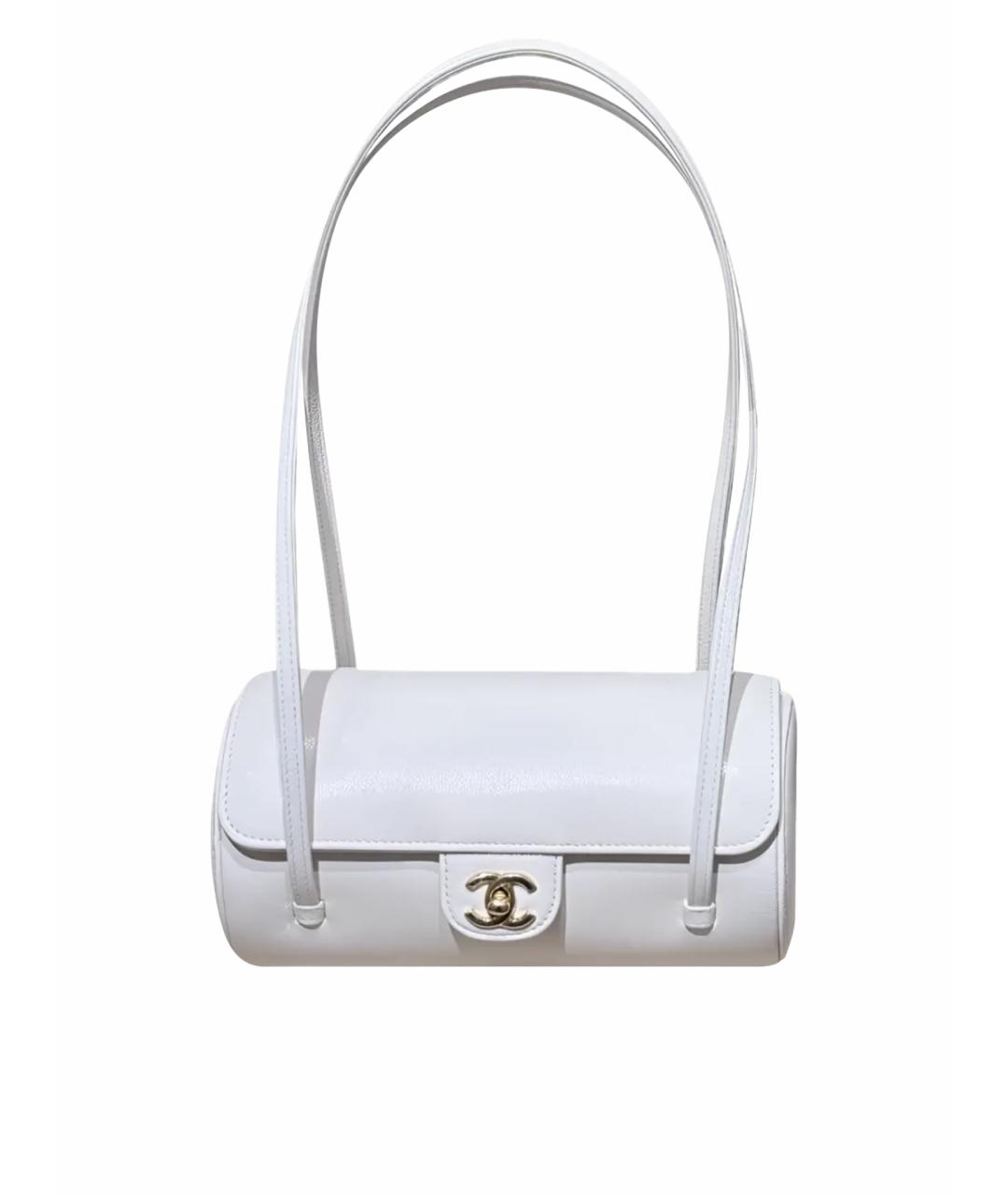 CHANEL Белая кожаная сумка с короткими ручками, фото 1