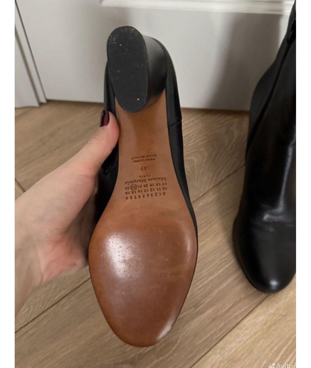 MAISON MARGIELA Черные кожаные ботильоны, фото 3