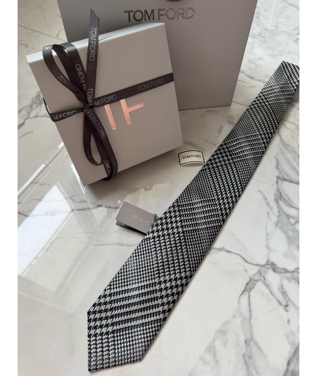 TOM FORD Серый шелковый галстук, фото 2