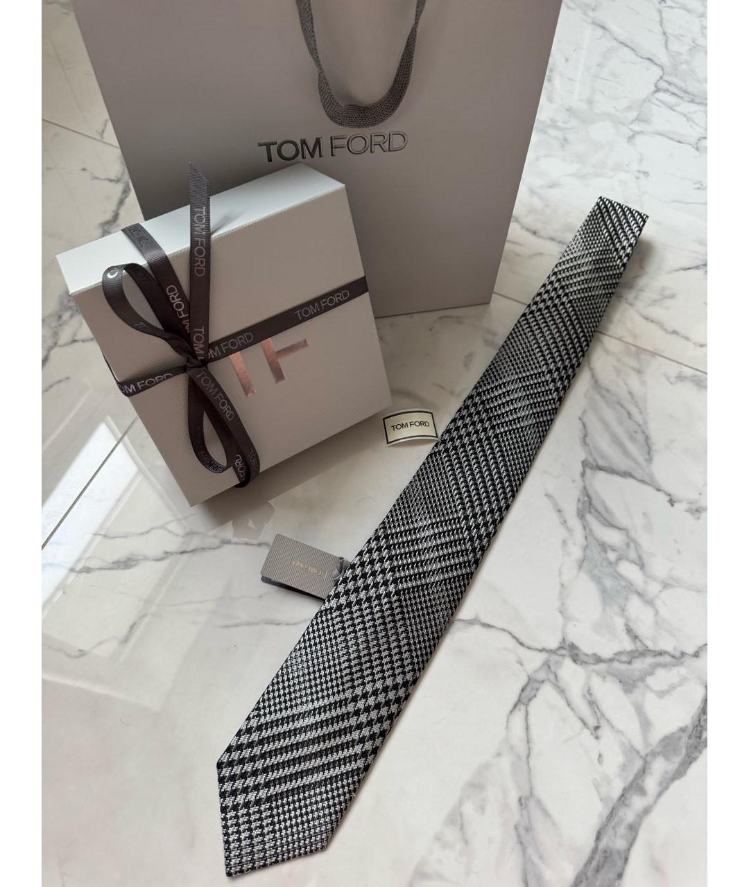 TOM FORD Серый шелковый галстук, фото 4