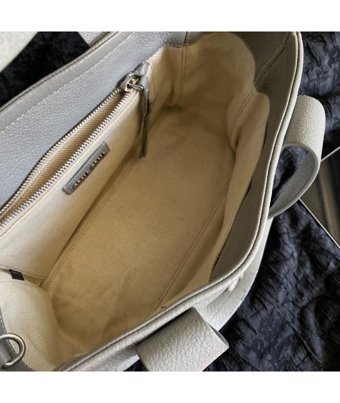 MIU MIU Серая кожаная сумка тоут, фото 2