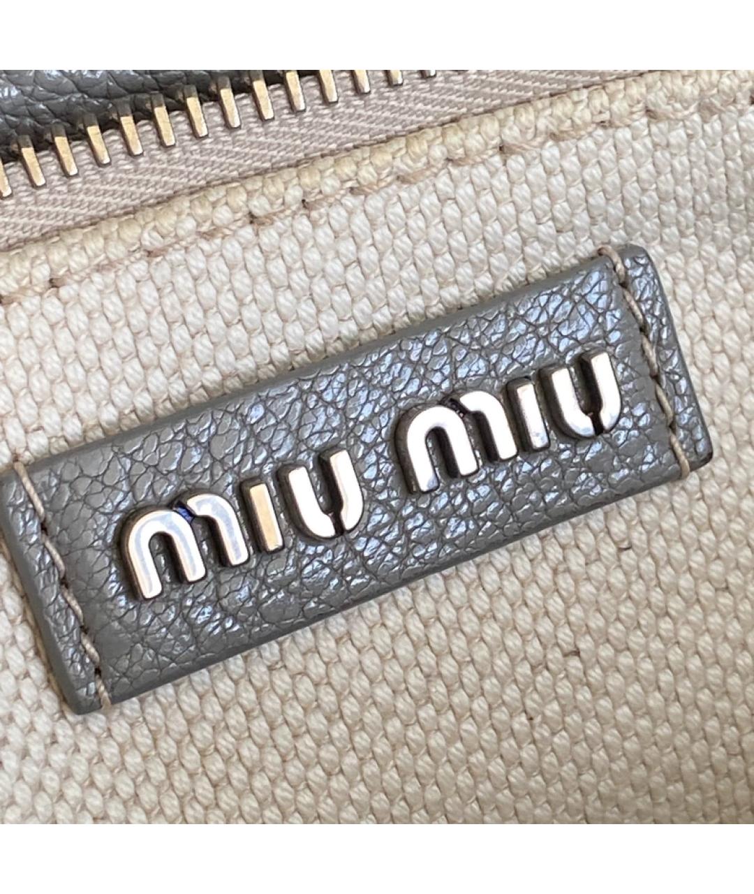 MIU MIU Серая кожаная сумка тоут, фото 5