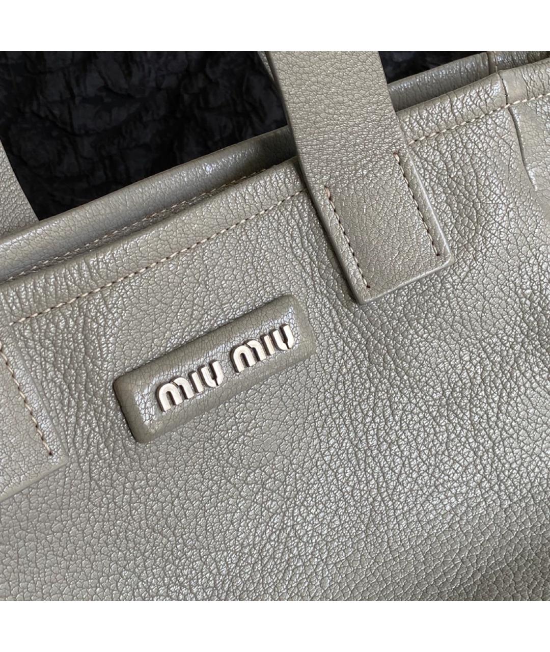 MIU MIU Серая кожаная сумка тоут, фото 3
