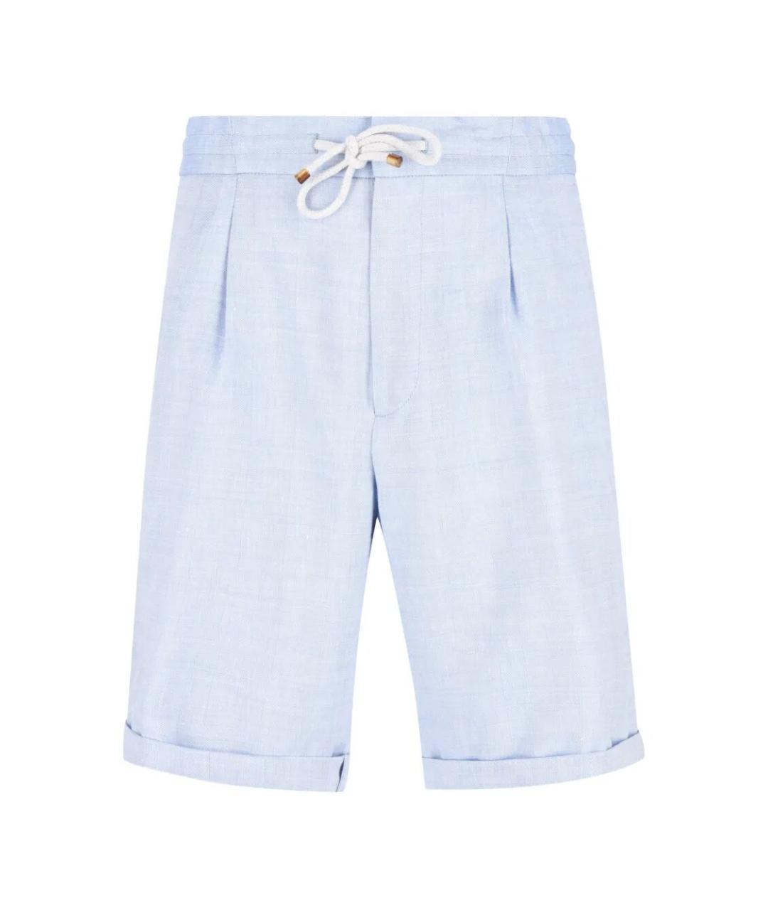 BRUNELLO CUCINELLI Голубые льняные шорты, фото 1
