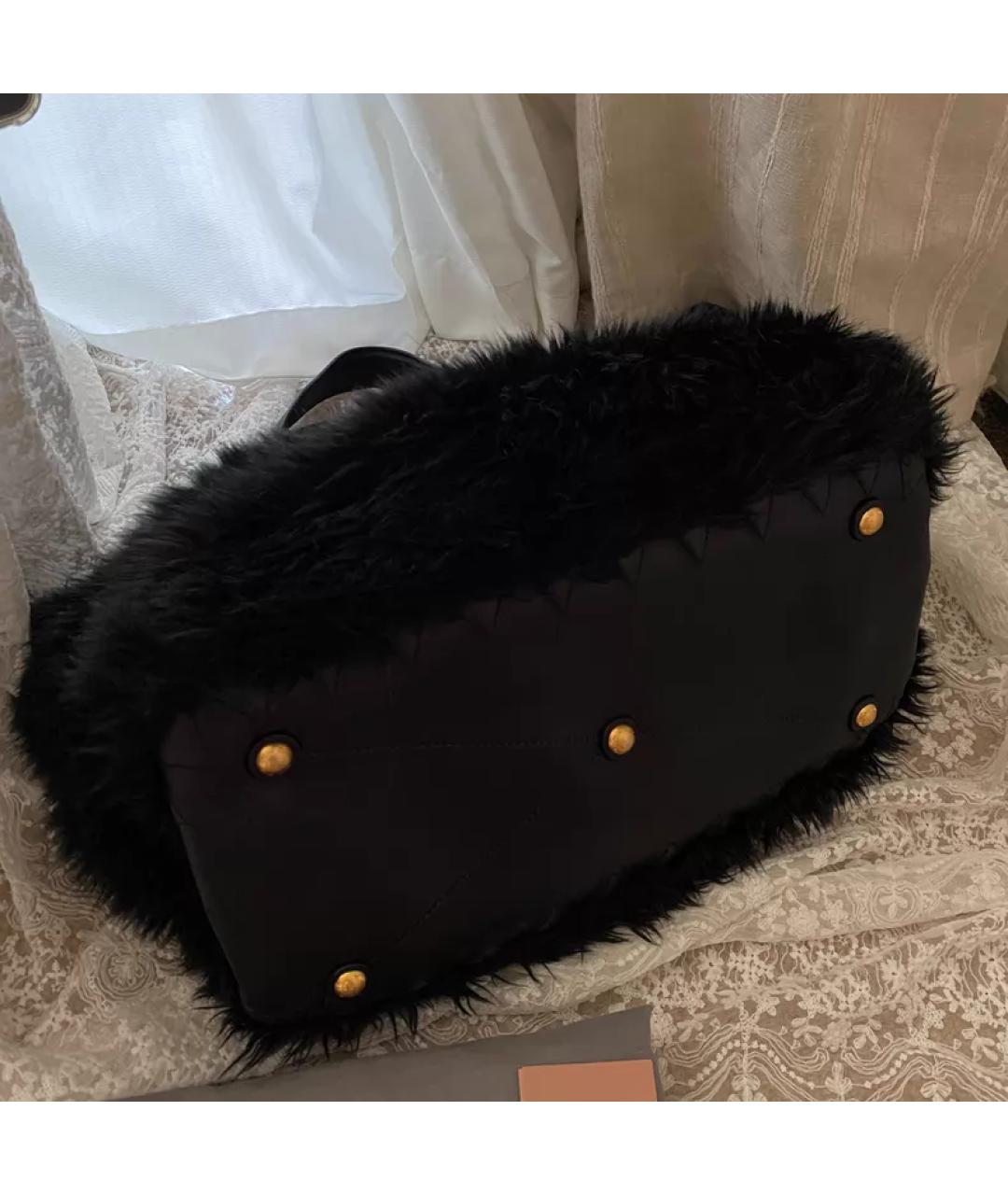 MIU MIU Черная меховая сумка с короткими ручками, фото 2