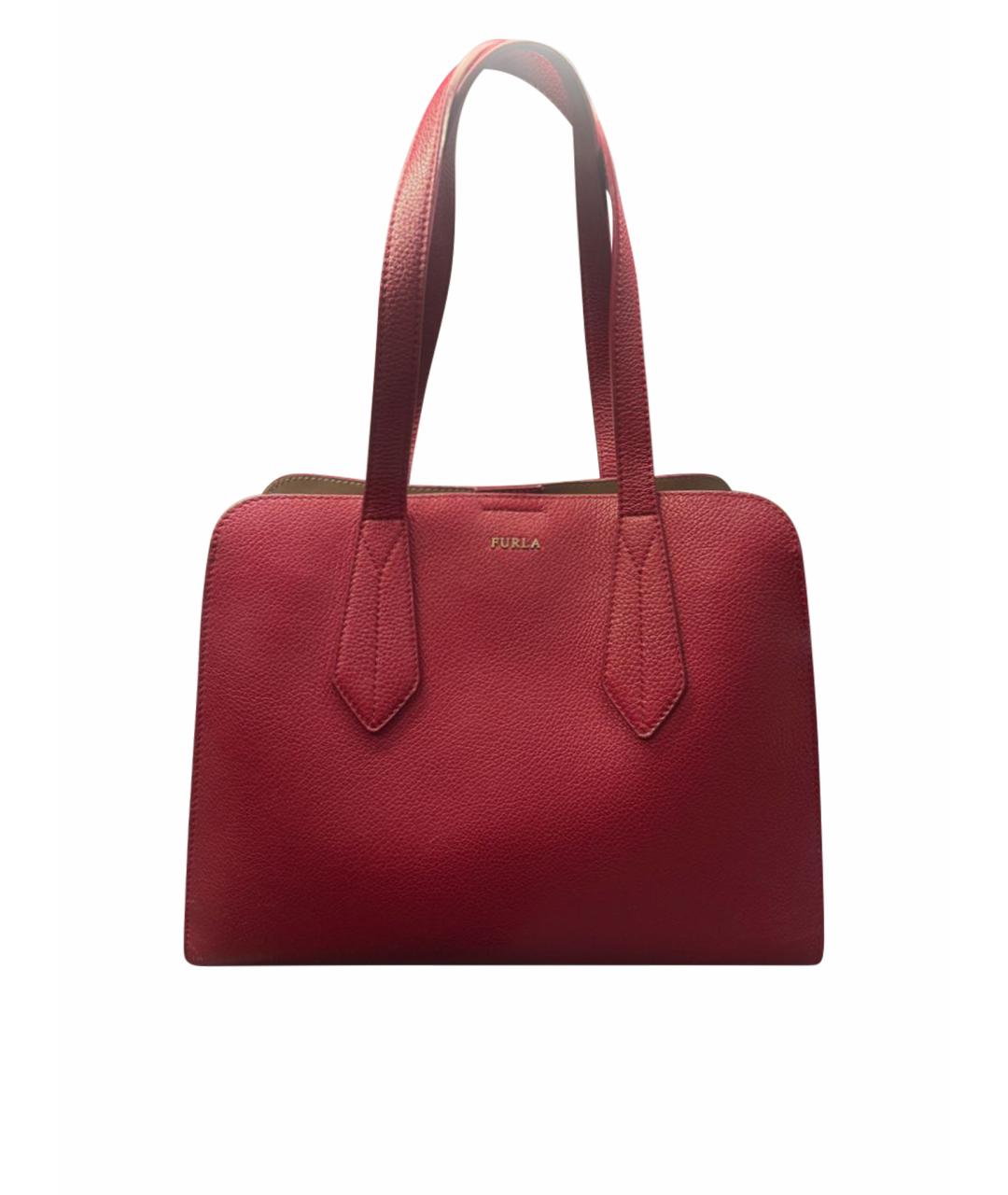 FURLA Бордовая кожаная сумка через плечо, фото 1