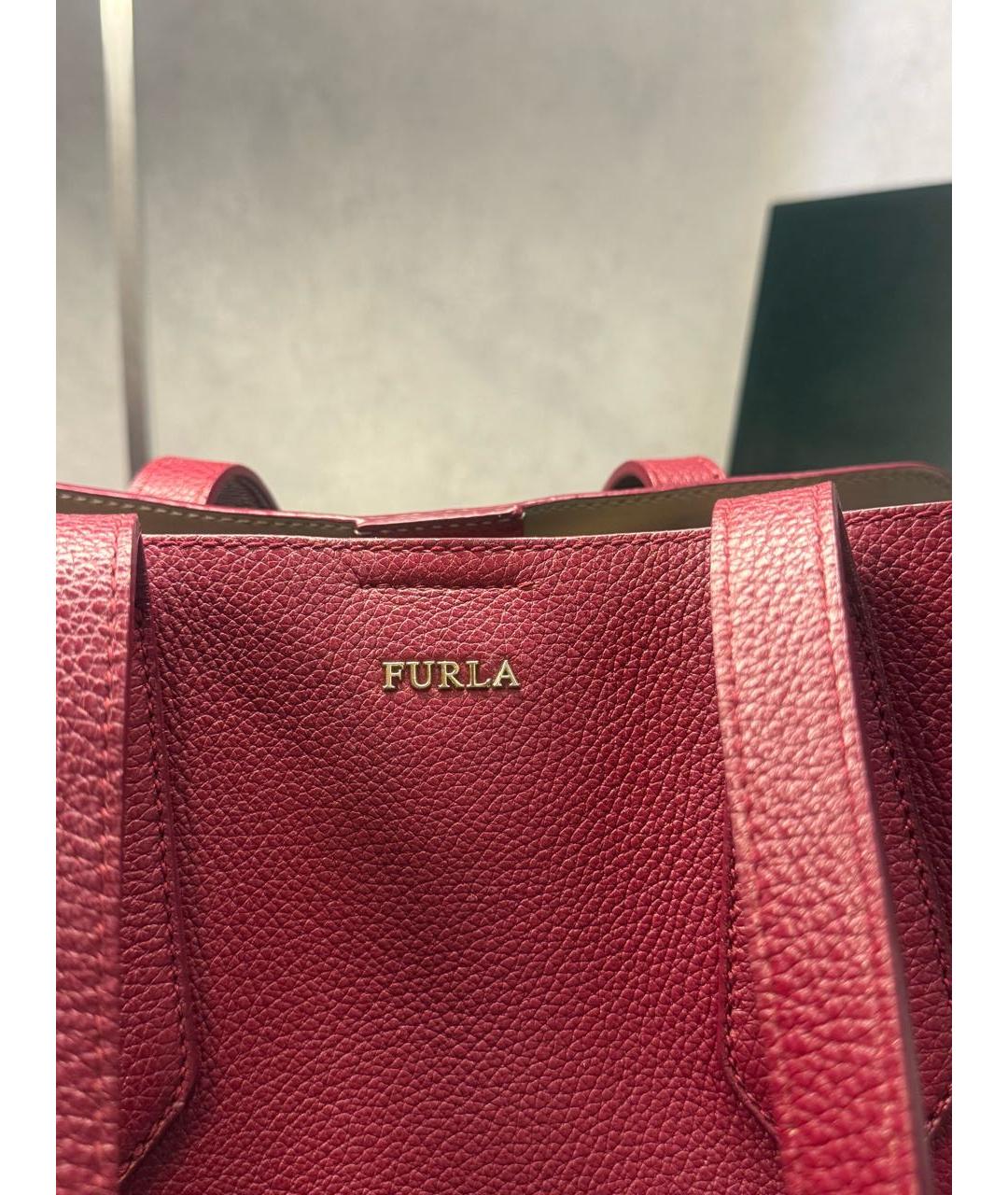 FURLA Бордовая кожаная сумка через плечо, фото 3