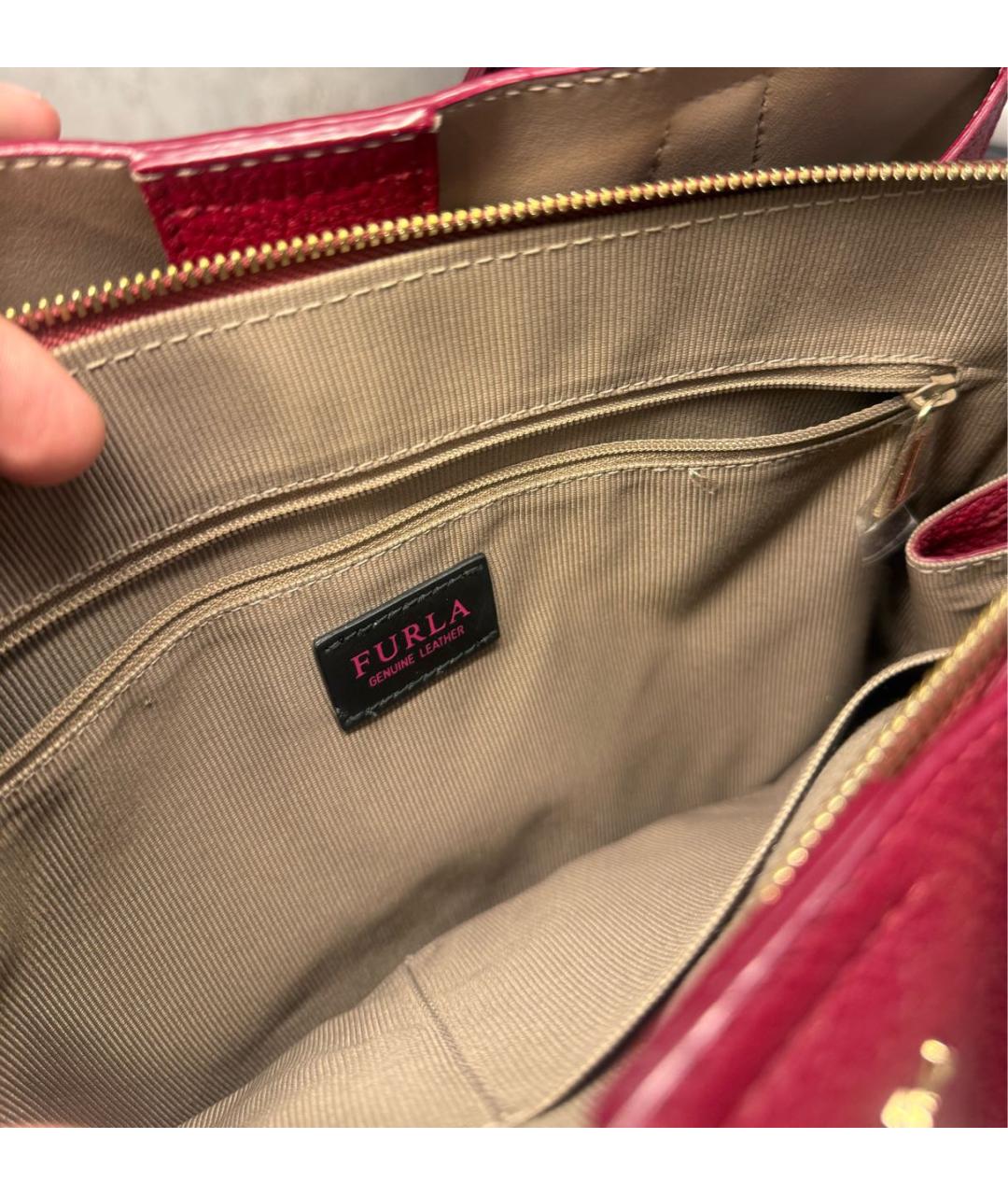 FURLA Бордовая кожаная сумка через плечо, фото 2