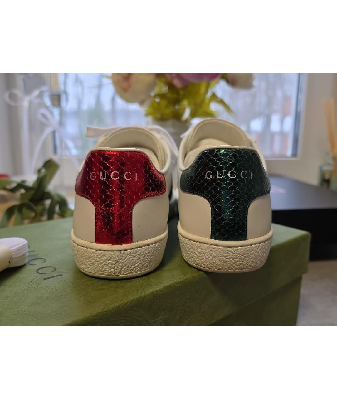 GUCCI Белые кожаные кеды, фото 3