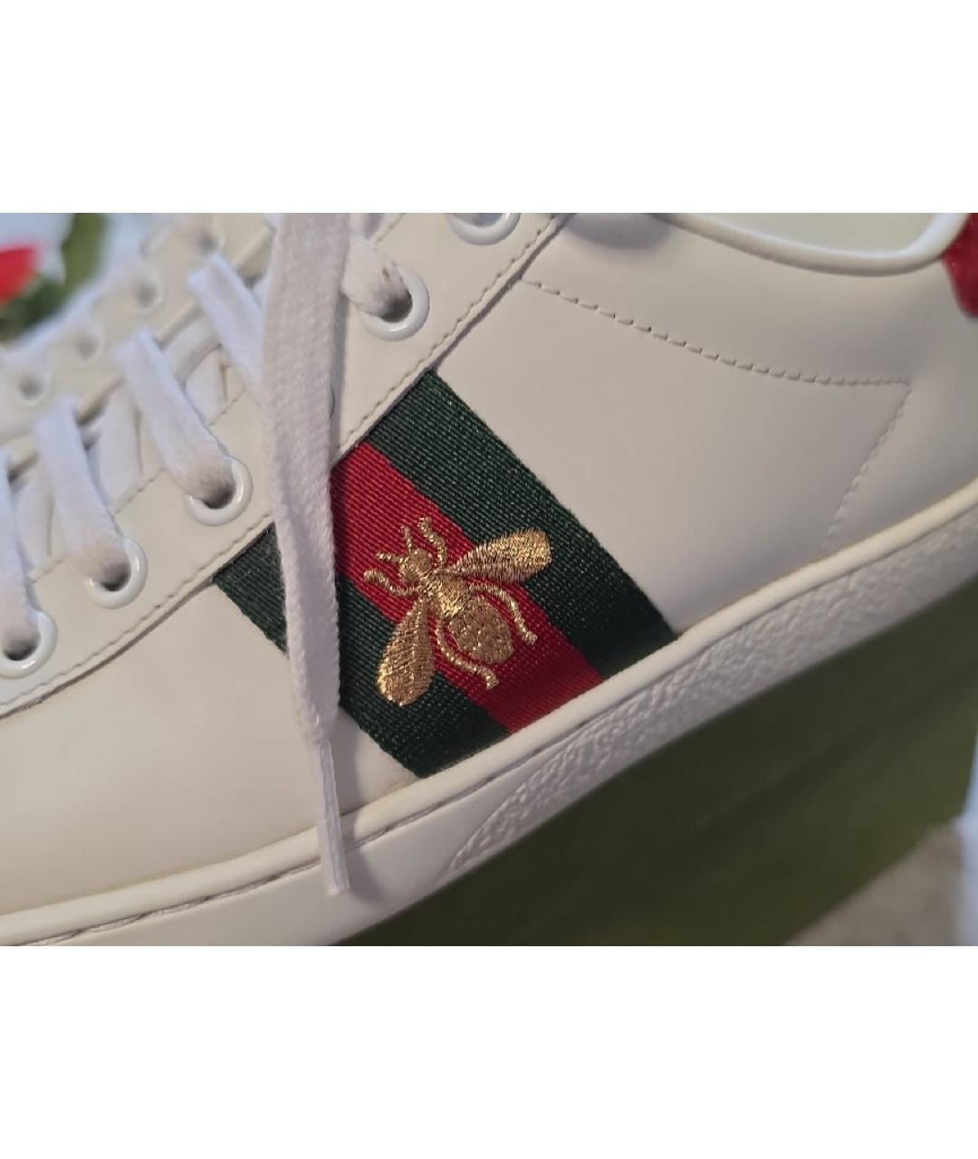 GUCCI Белые кожаные кеды, фото 4