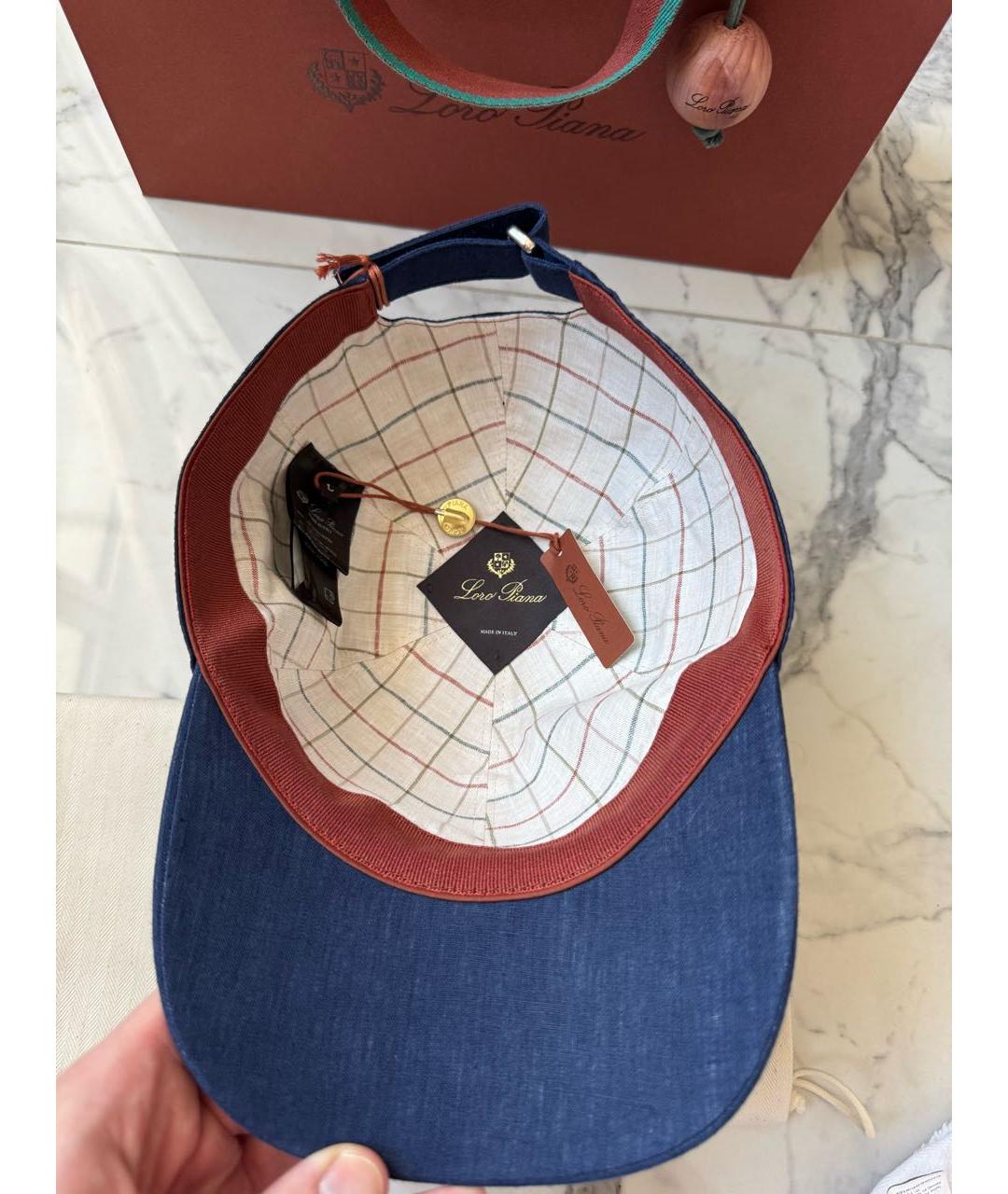 LORO PIANA Синяя льняная кепка/бейсболка, фото 5