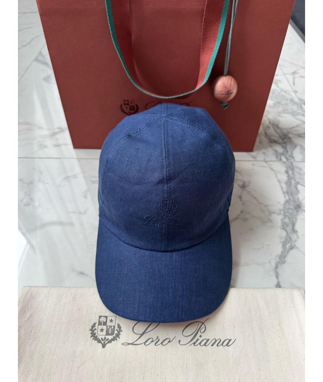 LORO PIANA Синяя льняная кепка/бейсболка, фото 2