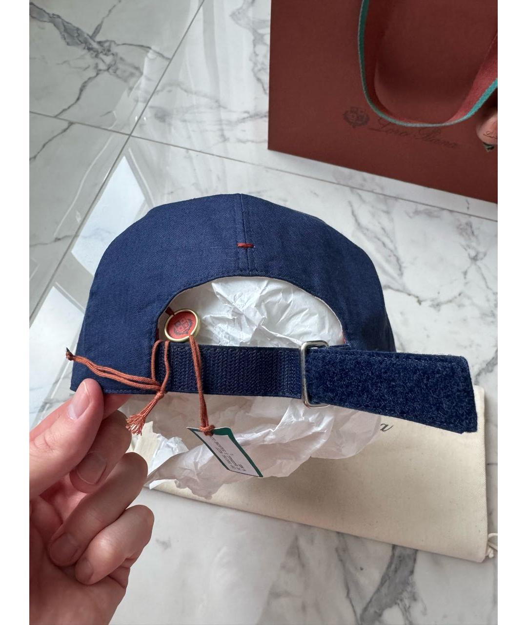 LORO PIANA Синяя льняная кепка/бейсболка, фото 4