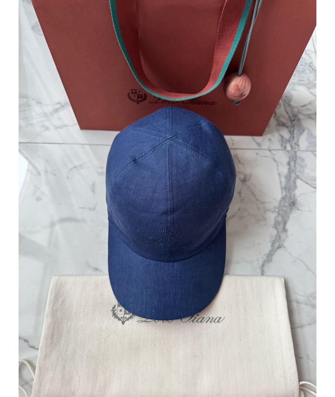 LORO PIANA Синяя льняная кепка/бейсболка, фото 3