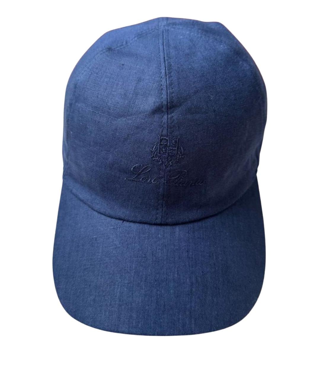 LORO PIANA Синяя льняная кепка/бейсболка, фото 1