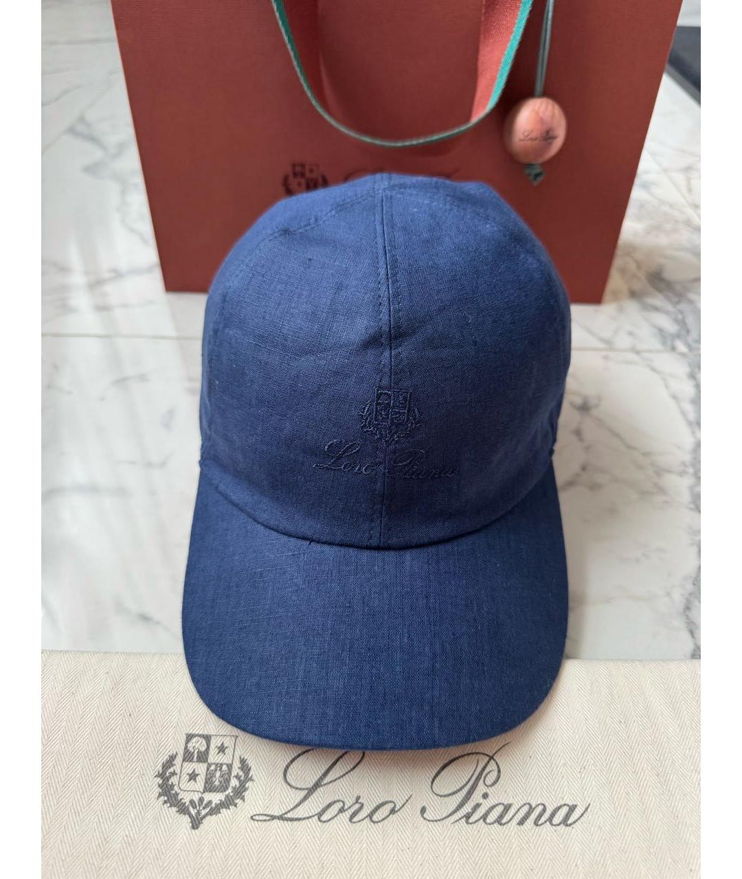 LORO PIANA Синяя льняная кепка/бейсболка, фото 9