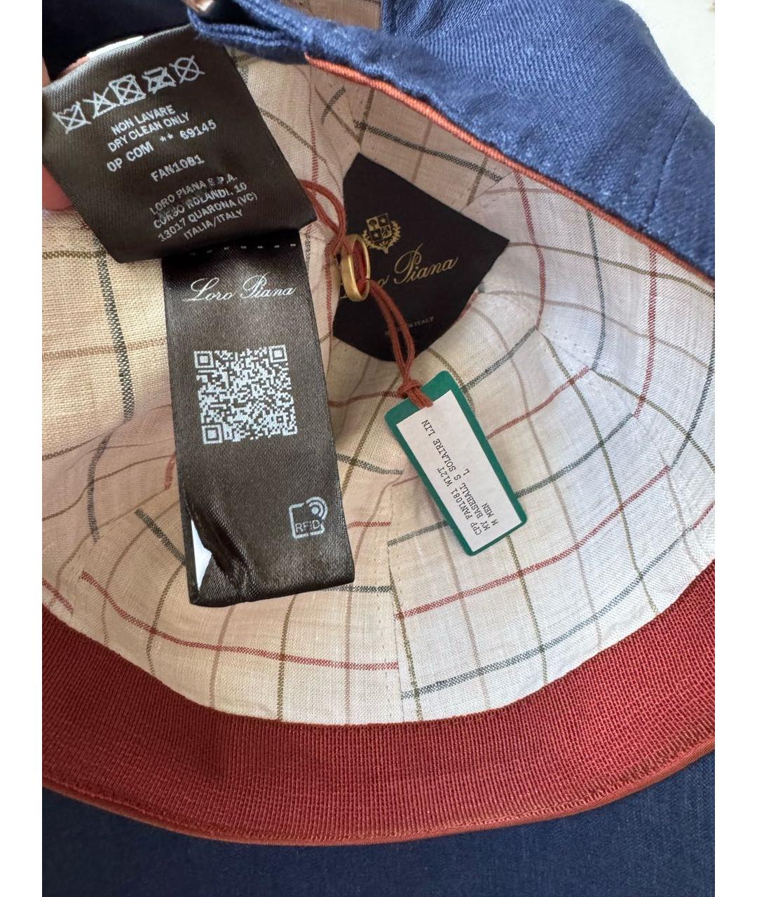 LORO PIANA Синяя льняная кепка/бейсболка, фото 7
