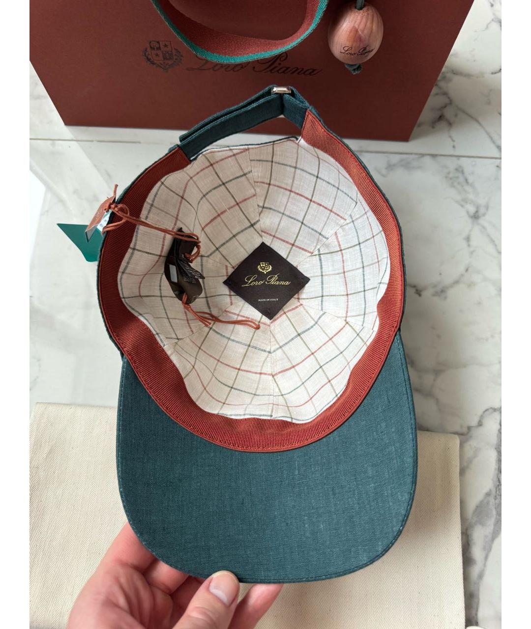 LORO PIANA Зеленая льняная кепка/бейсболка, фото 8