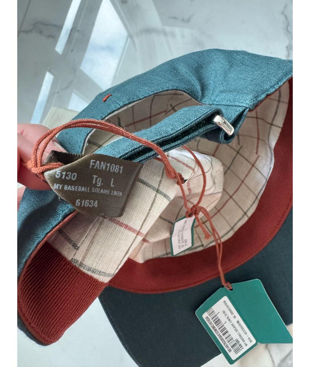 LORO PIANA Зеленая льняная кепка/бейсболка, фото 4