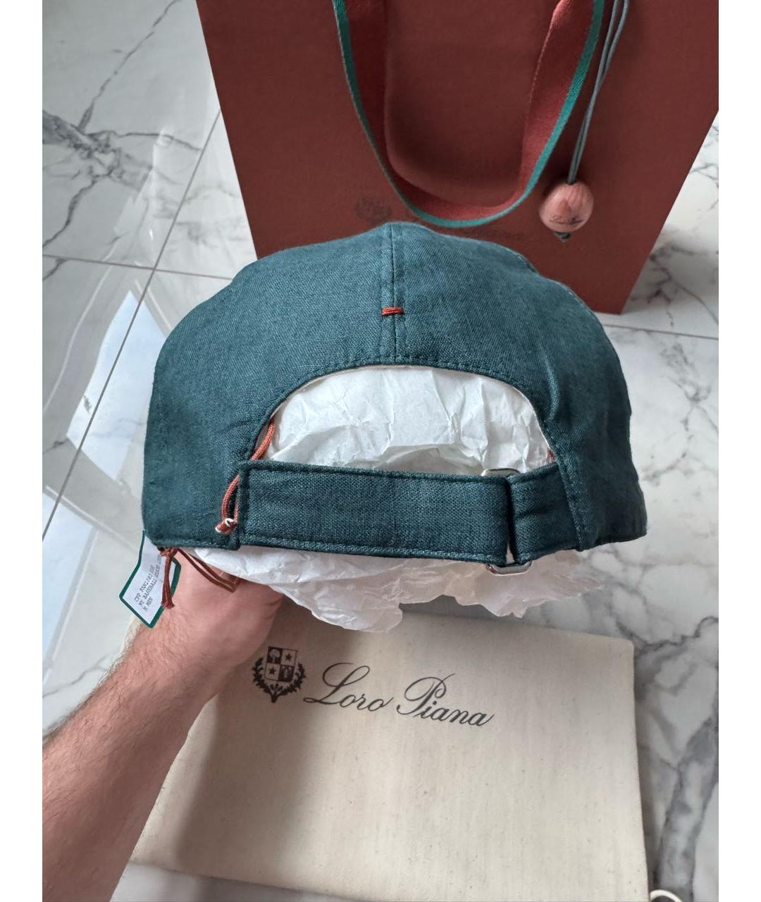 LORO PIANA Зеленая льняная кепка/бейсболка, фото 6