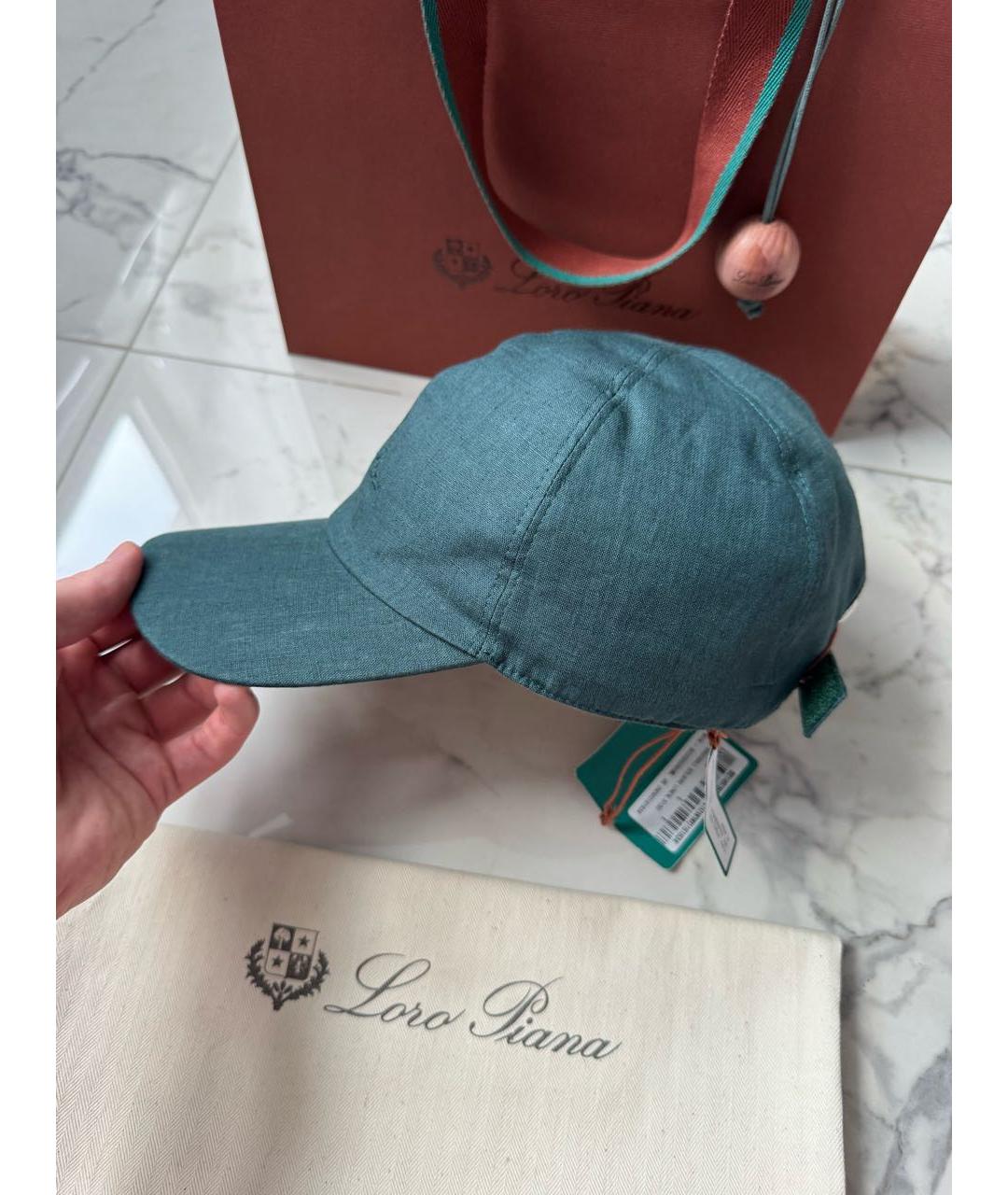 LORO PIANA Зеленая льняная кепка/бейсболка, фото 3