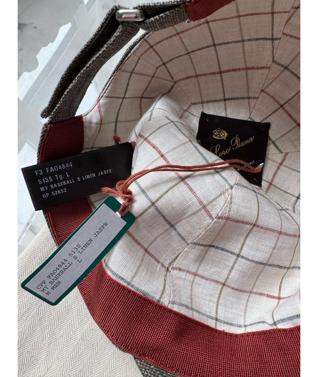 LORO PIANA Зеленая льняная кепка/бейсболка, фото 5